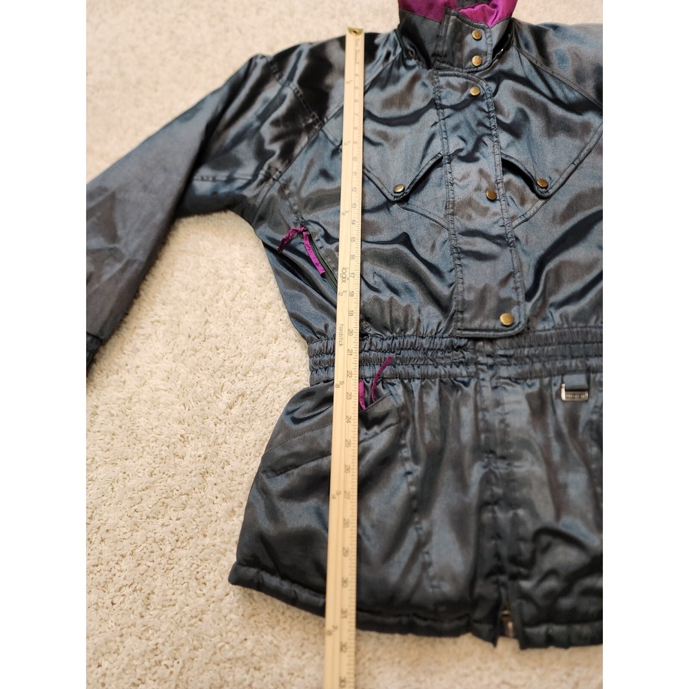 VINTAGE Pro Gear 90s Winter Ski Jacket Satin Nylon Womens Size Medium Jade Green - Picture 4 of 16